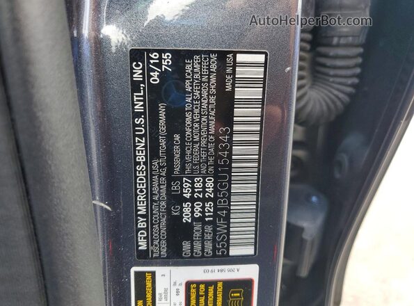 55SWF4JB5GU154343 2016 MERCEDES-BENZ C Gray Շարժիչի բաժամունքի տեսք