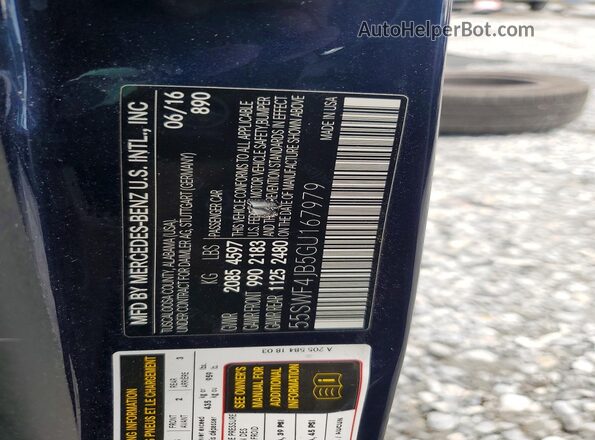 55SWF4JB5GU167979 2016 MERCEDES-BENZ C Blue Вид наклейки з VIN-кодом