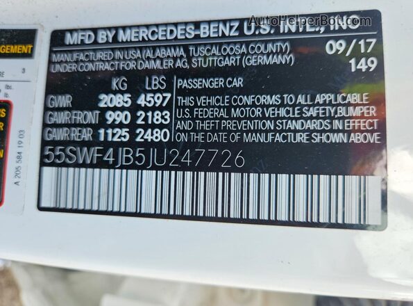 55SWF4JB5JU247726 2018 MERCEDES-BENZ C Белый Вид подкапотного пространства