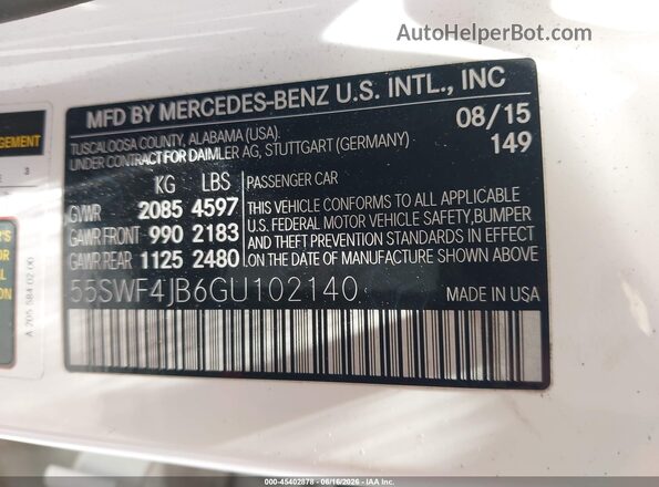 55SWF4JB6GU102140 2016 MERCEDES-BENZ C-CLASS White 