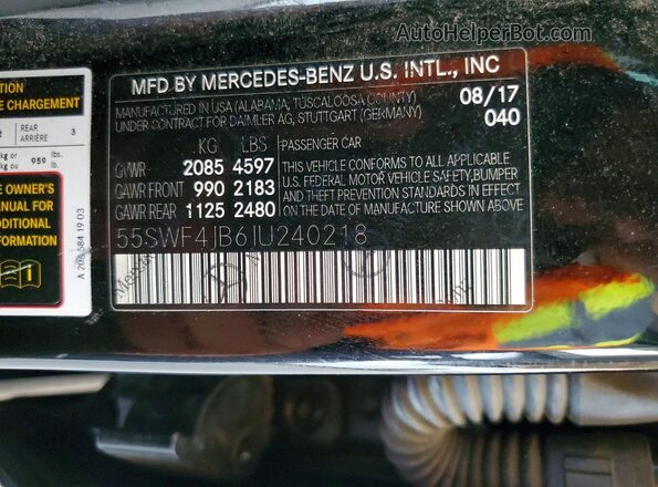 55SWF4JB6JU240218 2018 MERCEDES-BENZ C Черный Вид подкапотного пространства