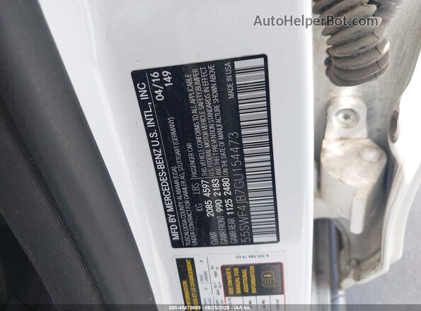 55SWF4JB7GU154473 2016 MERCEDES-BENZ C-CLASS White Вид підкапотного простору