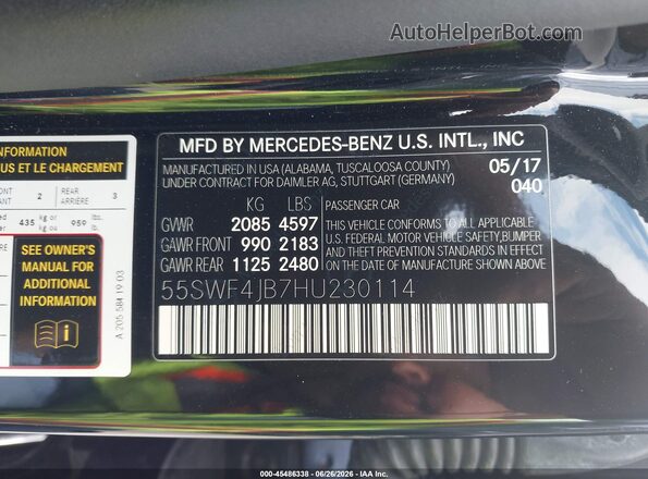 55SWF4JB7HU230114 2017 MERCEDES-BENZ C-CLASS Black ძრავის განყოფილების ხედი