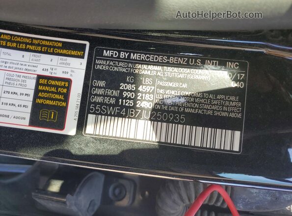 55SWF4JB7JU250935 2018 MERCEDES-BENZ C Black 
