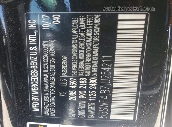 55SWF4JB7JU254211 2018 MERCEDES-BENZ C Black VIN sticker view