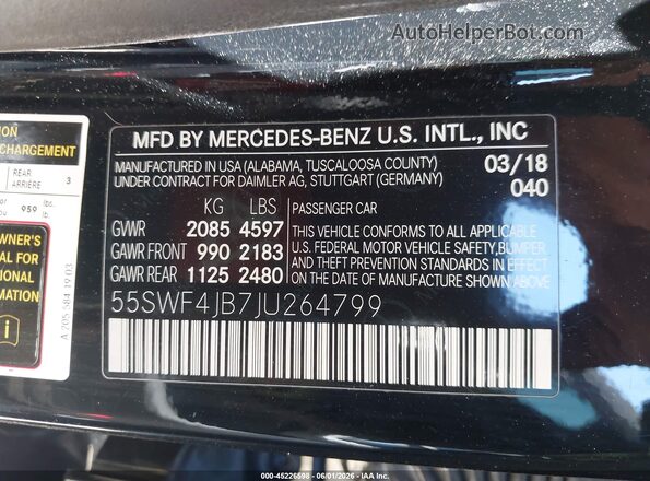 55SWF4JB7JU264799 2018 MERCEDES-BENZ C-CLASS Черный Вид подкапотного пространства