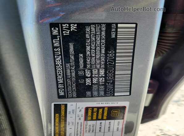 55SWF4JB8GU127086 2016 MERCEDES-BENZ C Gray Vista del compartimento del motor