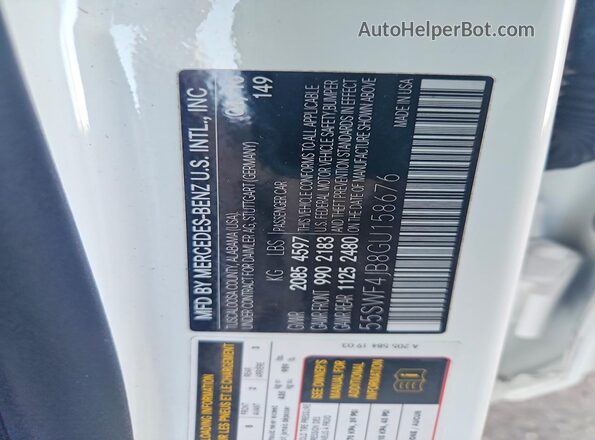 55SWF4JB8GU158676 2016 MERCEDES-BENZ C White 