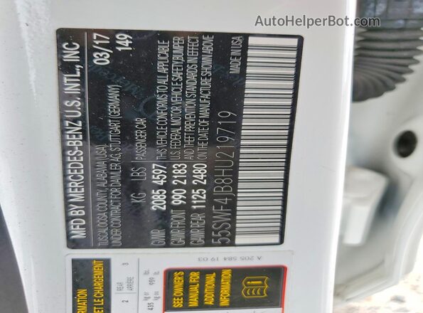 55SWF4JB8HU219719 2017 MERCEDES-BENZ C White Vista del compartimento del motor