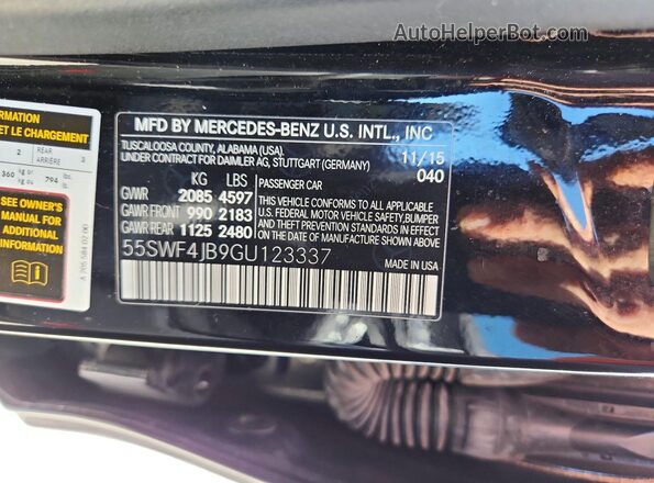55SWF4JB9GU123337 2016 MERCEDES-BENZ C Black Engine compartment view