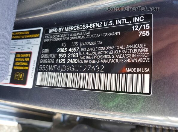 55SWF4JB9GU127632 2016 MERCEDES-BENZ C Black Вид підкапотного простору