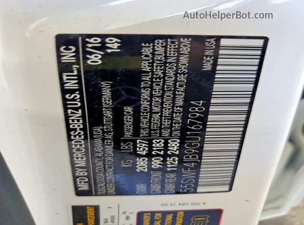 55SWF4JB9GU167984 2016 MERCEDES-BENZ C White Widok komory silnika