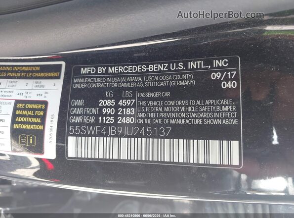 55SWF4JB9JU245137 2018 MERCEDES-BENZ C-CLASS Black Շարժիչի բաժամունքի տեսք