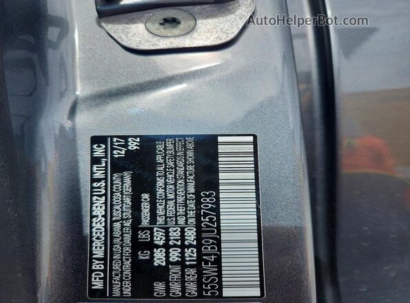 55SWF4JB9JU257983 2018 MERCEDES-BENZ C Серый Вид наклейки с VIN-кодом