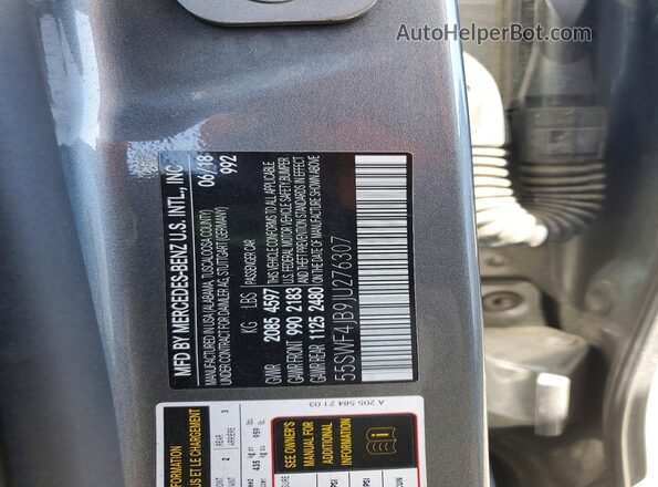 55SWF4JB9JU276307 2018 MERCEDES-BENZ C Gray Vista del compartimento del motor