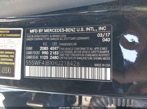 55SWF4JBXHU218426 2017 MERCEDES-BENZ C-CLASS Black Engine compartment view