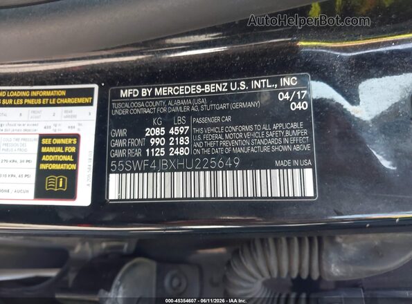 55SWF4JBXHU225649 2017 MERCEDES-BENZ C-CLASS Black Вид підкапотного простору