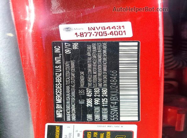 55SWF4JBXJU248466 2018 MERCEDES-BENZ C Red Vista del compartimento del motor