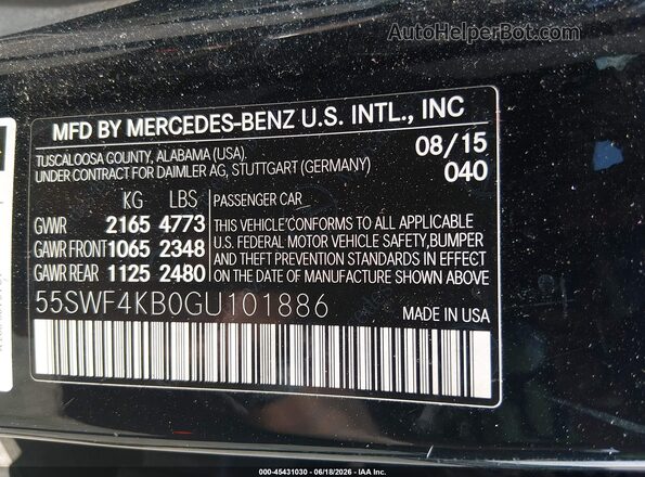 55SWF4KB0GU101886 2016 MERCEDES-BENZ C-CLASS Black Շարժիչի բաժամունքի տեսք