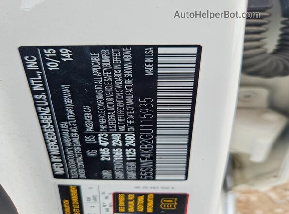 55SWF4KB2GU115935 2016 MERCEDES-BENZ C White Widok komory silnika