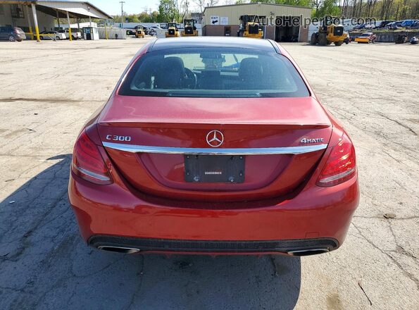 55SWF4KB2GU158378 2016 MERCEDES-BENZ C Red Вид ззаду
