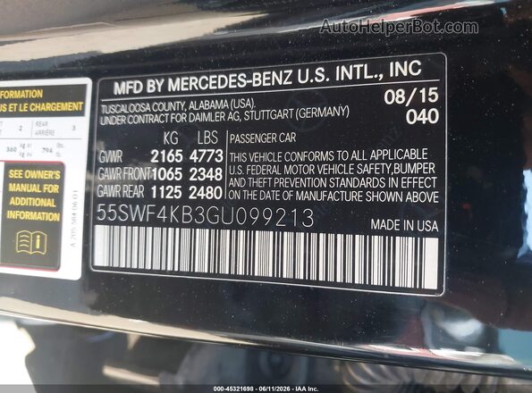 55SWF4KB3GU099213 2016 MERCEDES-BENZ C-CLASS Черный 