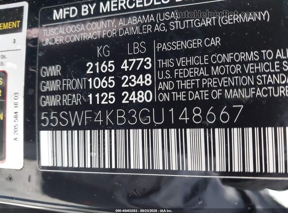 55SWF4KB3GU148667 2016 MERCEDES-BENZ C-CLASS Black Widok komory silnika