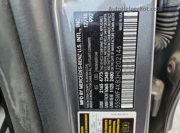 55SWF4KB3HU202146 2017 MERCEDES-BENZ C Серый Вид подкапотного пространства
