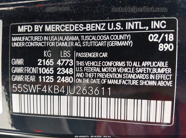 55SWF4KB4JU263611 2018 MERCEDES-BENZ C-CLASS Blue Вид підкапотного простору