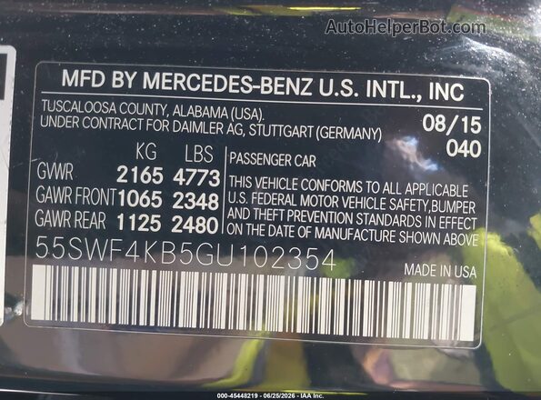 55SWF4KB5GU102354 2016 MERCEDES-BENZ C-CLASS Black ძრავის განყოფილების ხედი