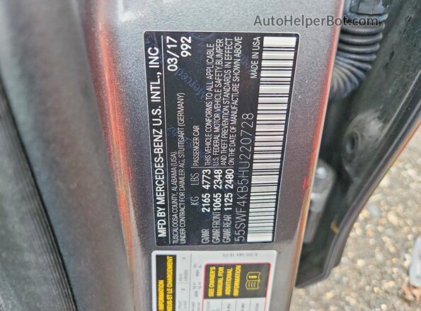55SWF4KB5HU220728 2017 MERCEDES-BENZ C Gray 
