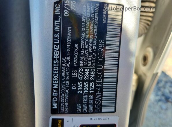 55SWF4KB6GU105988 2016 MERCEDES-BENZ C Silver Вид підкапотного простору
