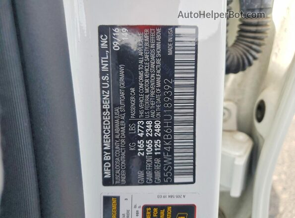 55SWF4KB6HU189392 2017 MERCEDES-BENZ C-CLASS Белый Вид подкапотного пространства