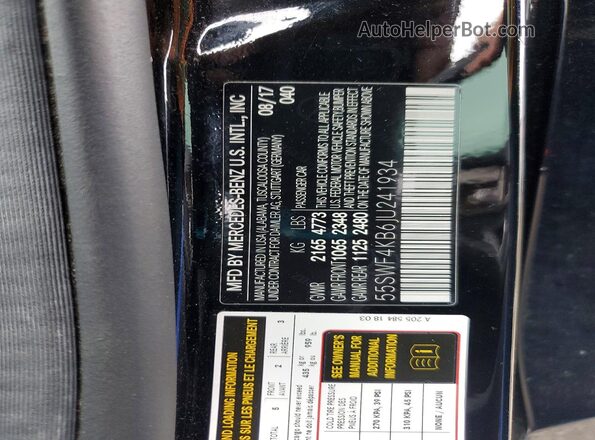 55SWF4KB6JU241934 2018 MERCEDES-BENZ C Black Widok naklejki z numerem VIN