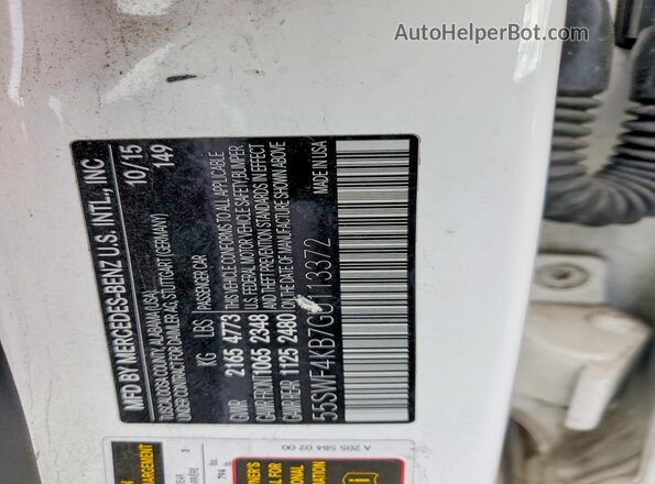 55SWF4KB7GU113372 2016 MERCEDES-BENZ C White 