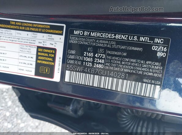 55SWF4KB7GU140281 2016 MERCEDES-BENZ C-CLASS Blue Вид підкапотного простору