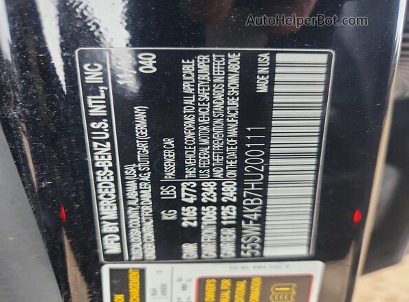 55SWF4KB7HU200111 2017 MERCEDES-BENZ C Black Շարժիչի բաժամունքի տեսք