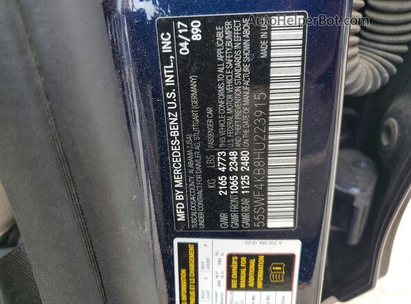 55SWF4KB8HU223915 2017 MERCEDES-BENZ C Blue Շարժիչի բաժամունքի տեսք