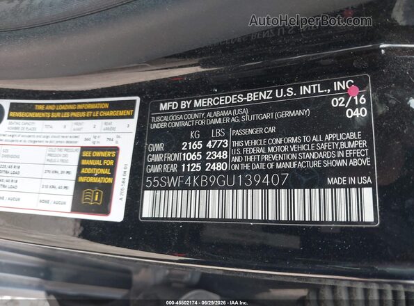 55SWF4KB9GU139407 2016 MERCEDES-BENZ C-CLASS Black Engine compartment view
