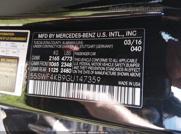 55SWF4KB9GU147359 2016 MERCEDES-BENZ C-CLASS Black Widok komory silnika