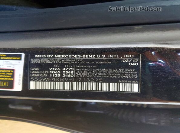 55SWF4KB9HU213295 2017 MERCEDES-BENZ C Black 