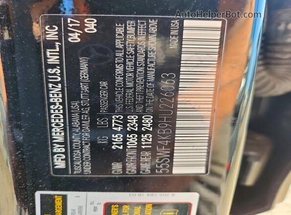 55SWF4KB9HU226063 2017 MERCEDES-BENZ C Black Engine compartment view