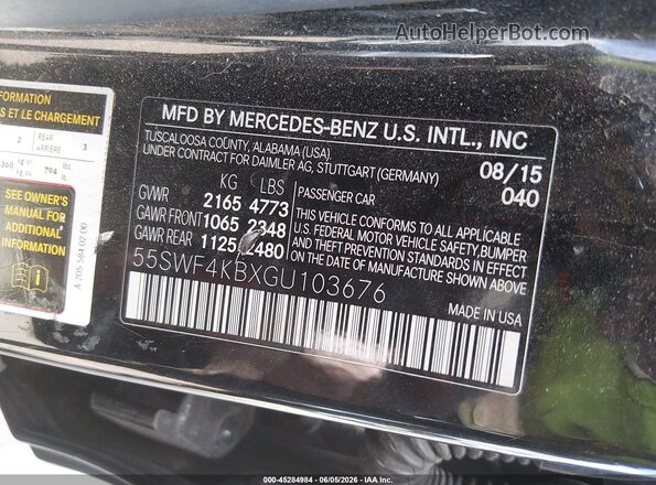 55SWF4KBXGU103676 2016 MERCEDES-BENZ C-CLASS Black Widok komory silnika