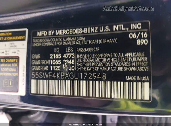 55SWF4KBXGU172948 2016 MERCEDES-BENZ C-CLASS Black ძრავის განყოფილების ხედი