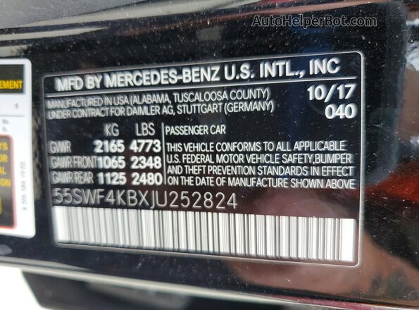 55SWF4KBXJU252824 2018 MERCEDES-BENZ C Черный Вид подкапотного пространства