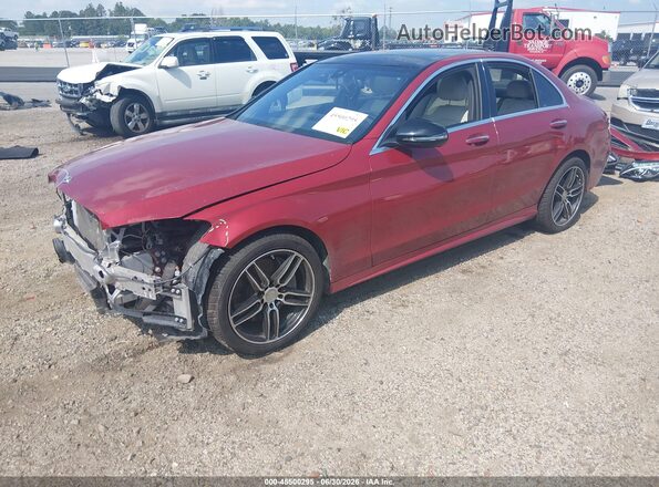 55SWF4KBXJU274015 2018 MERCEDES-BENZ C-CLASS Red წინა მარცხენა ხედი სამი მეოთხედიდან