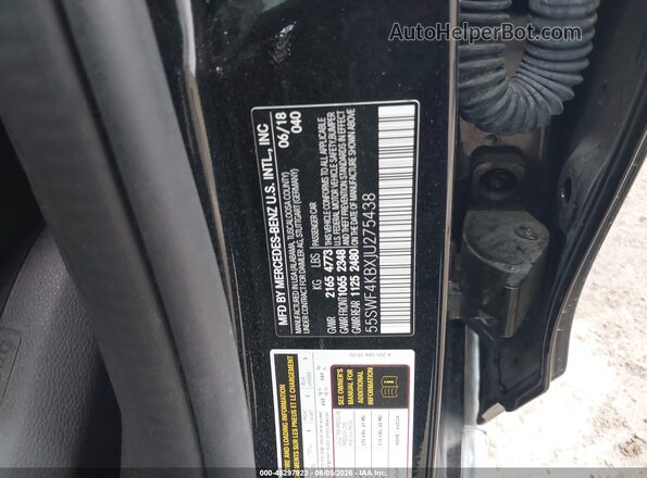 55SWF4KBXJU275438 2018 MERCEDES-BENZ C-CLASS Black Vista del compartimento del motor