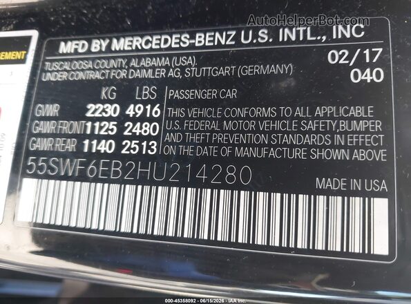 55SWF6EB2HU214280 2017 MERCEDES-BENZ AMG C 43 Purple Engine compartment view