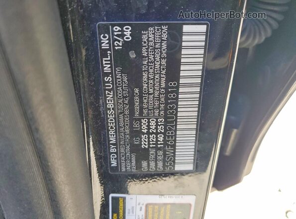55SWF6EB2LU331818 2020 MERCEDES-BENZ C Black ძრავის განყოფილების ხედი
