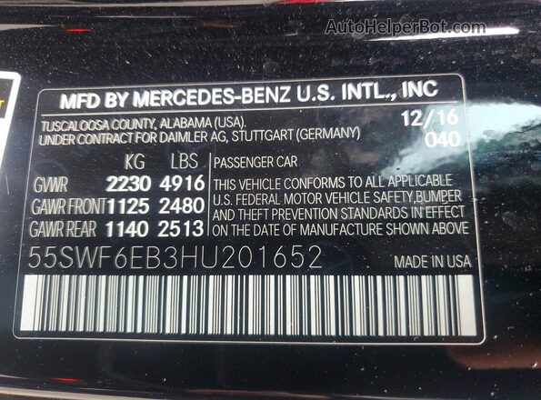 55SWF6EB3HU201652 2017 MERCEDES-BENZ C Black 